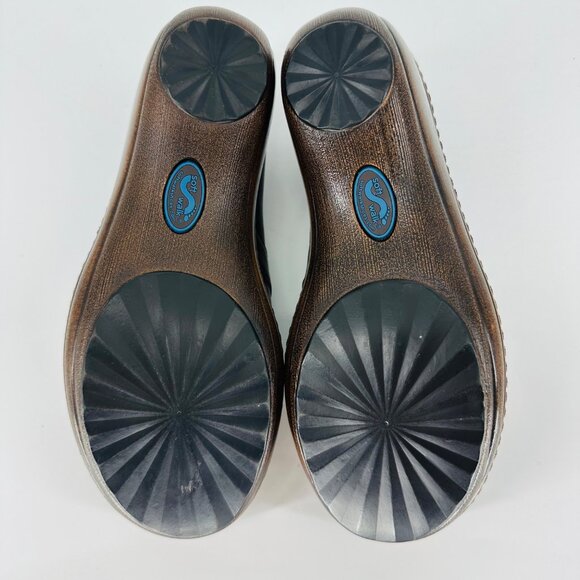 SoftWalk Brown Leather Slip On Melody Platform Non-Skid Work Clog Wedge Mule 6M - Picture 6 of 8